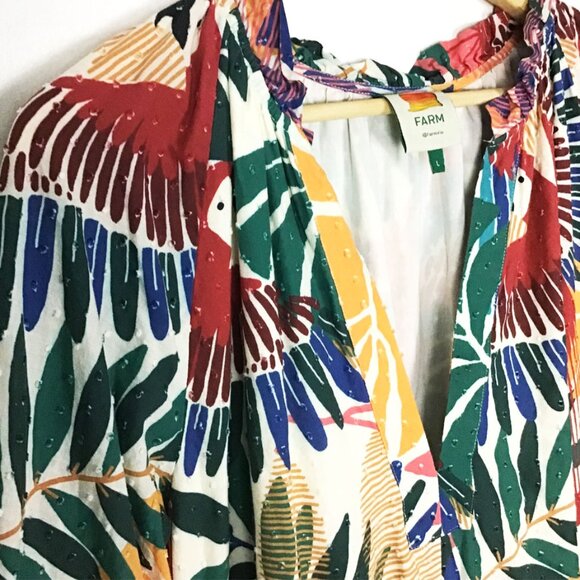 Farm Rio Off White Macaw Mini Dress NWOT - Picture 6 of 16